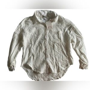 NWT Cotton Dippin' Daisy's Cream waffle Textured Shirt- natural fibers